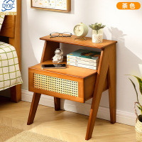 点云星辰卧室床头柜轻奢高级感小型家用超窄床边柜床头收纳柜边几柜家用[网红款]仿藤网纹-茶色