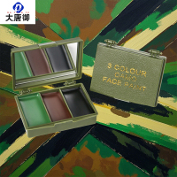 大唐御0729-外面部伪装油军训CS军迷战术脸部三色迷彩油盒装带镜子迷彩三色5盒装