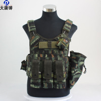 大唐御16式携行具钢丝快拆三旦夹术背心防护训练马甲武夏钢丝多功能负重携行装备星(2件装)-虎斑迷彩50x46cm