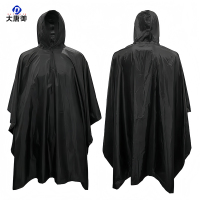 大唐御0729-迷彩斗篷雨衣防暴雨骑行徒步爬山多功能连体战术雨披黑色-PVC款