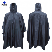 大唐御0729-迷彩斗篷雨衣防暴雨骑行徒步爬山多功能连体战术雨披藏青色-PVC款