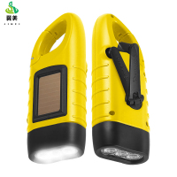 冀美0729-太阳能手摇手电筒 应急LED手摇发电强光便携式急救登山野营灯柠檬黄