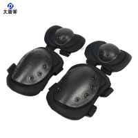 大唐御0729-迷彩护具护膝护肘运动骑行防护套装战术护具军迷野战护具黑色