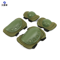 大唐御0729-迷彩护具护膝护肘运动骑行防护套装战术护具军迷野战护具军绿色