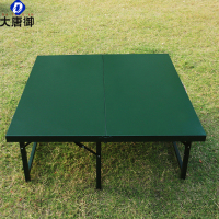 大唐御野战桌椅塑钢折叠桌户外会议训练桌椅便携吹塑餐桌椅铁皮钢桌新料-墨绿全钢餐桌120*120(伸缩腿)对折桌面