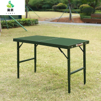 冀美野战桌椅塑钢折叠桌户外会议训练桌椅便携吹塑餐桌椅铁皮钢桌新料-墨绿120*60全钢桌(伸缩腿)对折桌面