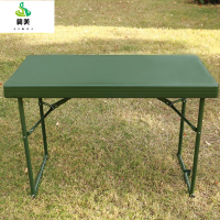 冀美野战桌椅塑钢折叠桌户外会议训练桌椅便携吹塑餐桌椅铁皮钢桌新料-绿色110cm*55cm*75cm注塑桌