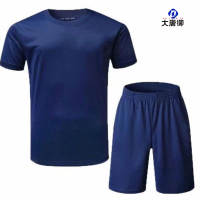 大唐御0729-透气短袖体能服新款训练服夏季运动套装速干薄款透气火焰蓝套装(无标)190/112-116