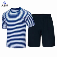 大唐御0729-透气短袖体能服新款训练服夏季运动套装速干薄款透气海魂衫套装175/84-88