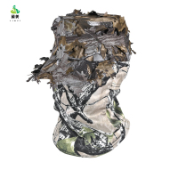 冀美0729-树叶伪装奔尼帽全脸防晒面罩登山帽夏季透气户外钓鱼帽子防紫外夏灰树叶平顶帽+网眼头套