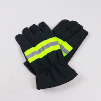 绿消森林消防手套 阻燃隔热透气 纱卡森林牛皮手套-02手套*均码*藏青色