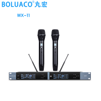 丸宏WX-11无线一拖二话筒家庭ktv专业k歌手持会议领夹头戴鹅颈方管式主持舞台演出麦克风 黑色(WX-11一拖二手持)