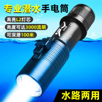 黑蝎 潜水手电筒强光超亮充电户外夜潜高亮L2灯芯专业潜水灯照明装备 [XP-018潜水灯]双电