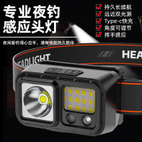 黑蝎强光超亮头灯充电超长续航户外登山赶海夜钓鱼专用感应头戴式帽灯 HP-02头灯+数据线-+彩盒