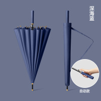 海迎(HAYAN) 25-YS自动直杆长柄雨伞-24骨自动[藏青色]子弹头纤维伞骨送伞套