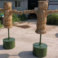 中拳王体能训稻草人日常训拼刺器材假人稻草人型打击桩-圆桶底座稻草人