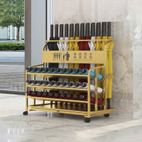 冀美雨伞收纳架大堂教室班级伞桶公司大容量商用雨伞沥水存放架子 YSJ-06-A款金色小号 约放8把长伞8把短伞