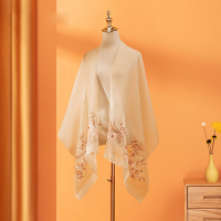 芳恩(faunen) FN-629 高级感夏夏季丝巾披肩喜妈妈婚礼服旗袍婚宴外搭绣花 3D凤尾米色