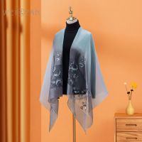 芳恩(faunen) FN-629 高级感夏夏季丝巾披肩喜妈妈婚礼服旗袍婚宴外搭绣花 3D诗雅蓝灰