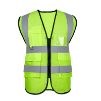 盾守反光背心马甲施工环卫服反光衣150g桃心网燕尾带兜荧光绿10个