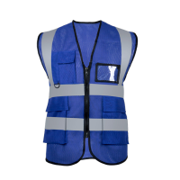 盾守反光背心马甲施工环卫服反光衣150g桃心网燕尾带兜宝蓝色10个