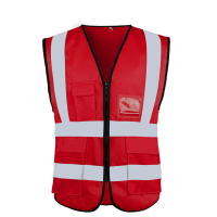 盾守反光背心马甲施工环卫服反光衣130g燕尾带兜反光大红色10个