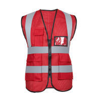 盾守反光背心马甲施工环卫服反光衣150g桃心网燕尾带兜大红色10个