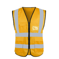 盾守反光背心马甲施工环卫服反光衣130g燕尾带兜反光黄色10个