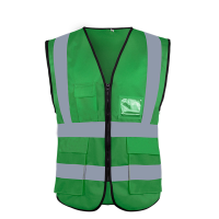 盾守反光背心马甲施工环卫服反光衣130g燕尾带兜反光*草绿色10个