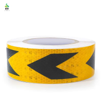 冀美汽车反光贴货车保险杠箭头导向标警示胶带交通工程贴纸年审车身条 宽5CM [黄底黑箭头]长度[10米]