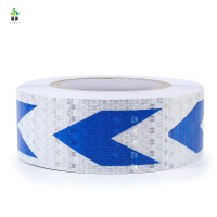 冀美汽车反光贴货车保险杠箭头导向标警示胶带交通工程贴纸年审车身条 宽5CM [白底蓝箭头]长度[25米]