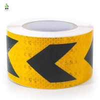 冀美汽车反光贴货车保险杠箭头导向标警示胶带交通工程贴纸年审车身条 宽10CM [黄底黑箭头]长度[25米]