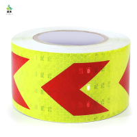 冀美汽车反光贴货车保险杠箭头导向标警示胶带交通工程贴纸年审车身条 宽10CM [黄底红箭头]长度[6米] 3卷