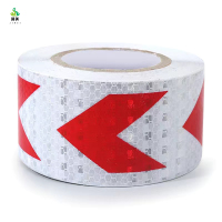 冀美汽车反光贴货车保险杠箭头导向标警示胶带交通工程贴纸年审车身条 宽10CM [白底红箭头]长度[3米] 5卷
