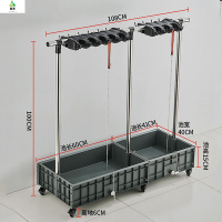 冀美移动落地拖把架不锈钢置物架放扫把墩布架子阳台清洁工具收纳商用 不锈钢移动拖把架-16拖20钩