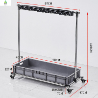 冀美移动落地拖把架不锈钢置物架放扫把墩布架子阳台清洁工具收纳商用 升级移动拖把架-10拖12钩(大轮)