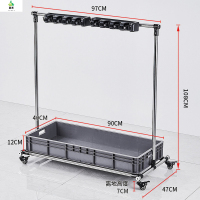 冀美移动落地拖把架不锈钢置物架放扫把墩布架子阳台清洁工具收纳商用 升级加大移动拖把架-8拖10钩(大轮)