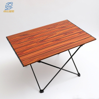 点云星辰户外便携式折叠铝合金桌野餐露营烧烤桌子简易休闲铝板桌大中小号-大号-三代木纹色桌黑支架