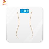 京州家用智能电子秤玻璃体重秤成人人体秤称重计跨境-金色腰线 白26*26CM 电池款 360°全包泡沫保护