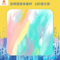 京州家用智能电子秤玻璃体重秤成人人体秤称重计跨境-LED 涂鸦26*26CM 电池款 360°全包泡沫保护