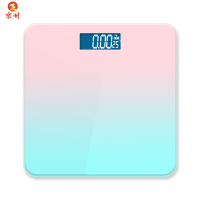 京州家用智能电子秤玻璃体重秤成人人体秤称重计跨境-LCD 渐变粉26*26CM usb款 360°全包泡沫保护