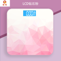 京州家用智能电子秤玻璃体重秤成人人体秤称重计跨境-LCD 钻石粉26*26CM usb款 360°全包泡沫保护