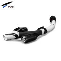 YEXIZE专业浮潜套装潜水面镜全干式呼吸管自由潜面罩深潜护目游泳眼镜 黑白色全干式呼吸管-双排水