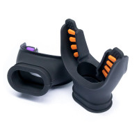 YEXIZE通用潜水二级头咬嘴水肺呼吸器硅胶口咬成人浮潜呼吸管调节器咬嘴 黑橙新款-通用/食品级硅胶/扎带 2个