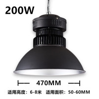 ZOATRON鳍片LED工矿灯工厂车间照明仓库厂房工业超市室 黑色200W白光国产芯片