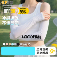 保罗岚芝冰袖男女防晒袖套夏季防嗮开车钓鱼工作服-夏季冰袖白色(套指款)*3件