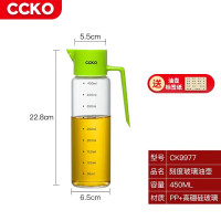 CCKO油壶自动开合重力油瓶油罐厨房家用酱油瓶玻璃防漏酱油醋壶调料瓶 450ML高硼硅玻璃油壶( 绿色)*2