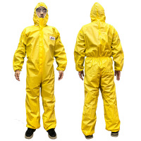 ZJLQ防化服袖口松紧带一次性轻质化学防护服防强酸强碱化学品农药-黄色防化服(独立装)/2XL