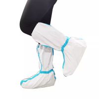 ZJLQ一次性防护服无纺布连体带帽防尘工作服猪场养殖场喷漆隔离衣-配套长款鞋套/L*50只