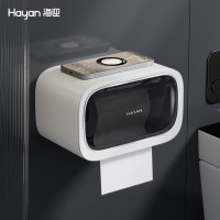 海迎卫生间纸巾盒防水免打孔洗脸巾卷纸抽纸厕所置物架送赠品 陶瓷白+限量赠兔子摆件 2个